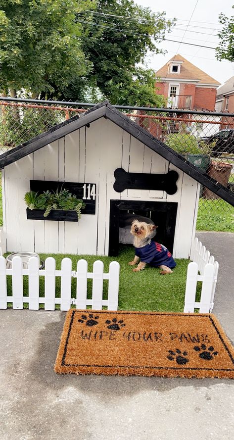 Modern Dog House Outdoor, Cute Dog Houses Outdoor, Dog House Outside, Pet House Design, Doghouse Ideas, Dog House Diy Outdoor, Dog Yard Ideas, Easy Dog House, Big Dog House