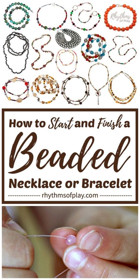 Making Bead Necklaces, How To Finish A Seed Bead Bracelet, Make Beaded Necklace, Beading Boards Diy, How To Finish A Beaded Bracelet, How To Make Bead Necklaces, Diy Charm Bracelet Tutorials, How To Make A Beaded Necklace, Beaded Jewelry Patterns Necklaces