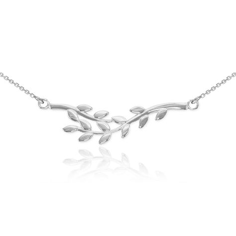 Olive Necklace, Necklace Leaf, Branch Necklace, White Gold Necklace, Leaf Jewelry, White Gold Necklaces, Special Jewelry, Olive Branch, Leaf Necklace