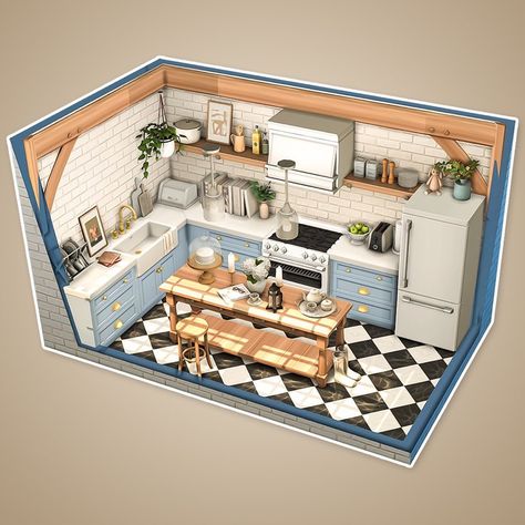 Sims 4 Interior Ideas, The Sims 4 Interior Design, Sims 4 Houses Interior, Ts4 House Ideas, Ts4 Kitchen, The Sims 4 Kitchen, Sims 4 Floorplan, Sims Interior, Sims 4 Loft