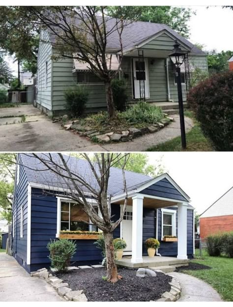 Exterior Paint Colours, Home Remodel Before And After, House Before And After, House Makeovers, Home Exterior Makeover, Small Front Porches, Exterior Paint Colors For House, Exterior Makeover, Exterior Remodel