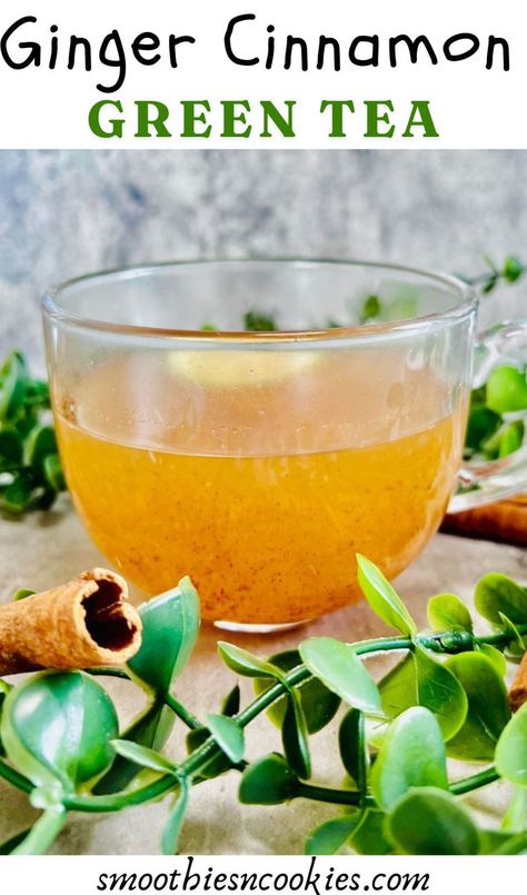 Ginger Cinnamon Green Tea Green Tea Detox Drink, Green Tea With Ginger, Cinnamon Green Tea, Tea With Ginger, Pomegranate Green Tea, Green Tea Detox, Cleansing Drinks, Cinnamon Tea, Ginger And Cinnamon