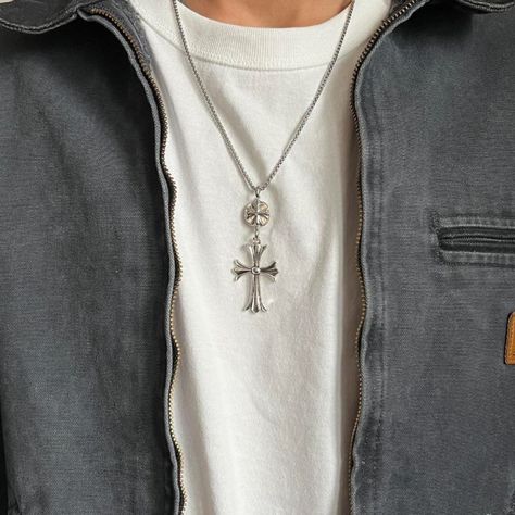 Y2k Grunge Cross Pendant Necklace These Chains Are Unisex! Stainless Steel Chain Brand New Necklace And Rings Aesthetic, Male Accessories Necklace, Necklaces With Crosses, Y2k Mens Accessories, Cross Jewelry Men, Male Silver Jewelry, Y2k Accessories Men, Aesthetic Accessories Men, Chromehearts Outfits