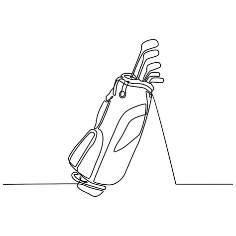 Golf Line Drawing, Golf Bag Tattoo, Golf Club Tattoo, Golf Design Graphic, Bob Tattoo, Golf Illustration, Golf Drawing, Golf Graphic, Stick Drawings