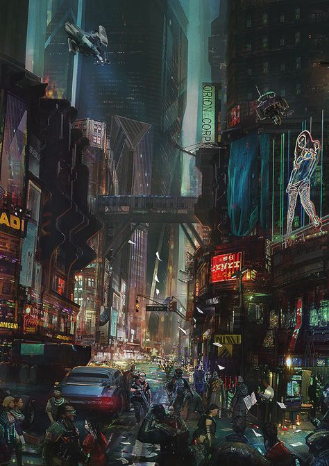 The Street Level Science Fiction Kunst, Ville Cyberpunk, Syd Mead, Cyberpunk 2020, Cyberpunk Rpg, Sci Fi City, Urban Exploring, Sci Fi Environment, New Retro Wave