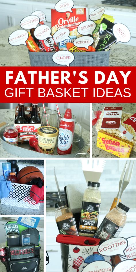 Father's Day Gift Basket Ideas to help you know What Dad's Want this Year on Father's Day! All of these ideas can be found at Walmart or Target and are easy to throw together at the Last Minute #passion4savings #fathersday #giftideas #giftideas #fathers #dadsday Father’s Day Diy Gift Basket, Fathers Day Theme Ideas, Fathers Day Basket Ideas, Father’s Day Gift Ideas, Fathers Day Gift Basket Ideas, Diy Father's Day Gift Baskets, Father Day Gift Ideas, Dad Gifts Basket, Fathers Day Gift Basket