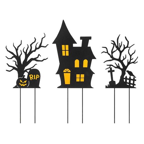 Scary Silhouette, House Silhouette, Art Activities For Toddlers, Spooky Trees, Spooky House, House Yard, Whimsical Halloween, Halloween Yard, Outdoor Holiday Decor