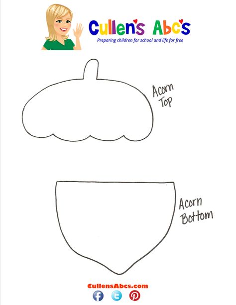 Acorn Template Free Printable, Acorn Crafts Preschool, Acorn Craft, Shadrach Meshach And Abednego, Autumn Preschool Theme, Acorn Pattern, Prek Crafts, Fall Lesson Plans, Online Preschool