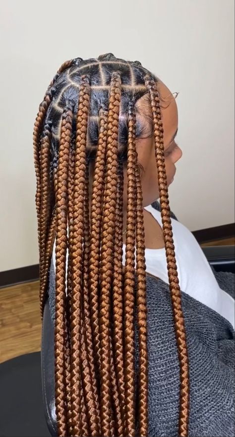 Large Color Knotless Braids, Makeba Braids Styles Long, Large Knotless Box Braids Color, Makeba Braids Styles, Large Knotless Box Braids With Color, Medium Knotless Braids With Color, Brown Braids For Black Women, Large Bohemian Knotless Braids, Normal Braids