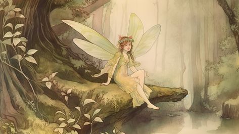 Behold the enchanting beauty of a vintage-style fairy watercolor illustration! This exquisite piece of art transports you to a whimsical world where fairies dance among dew-kissed flowers and magical creatures roam freely. The illustration is crafted with meticulous attention to detail, showcasing the delicate strokes of watercolor that create a sense of fluidity and grace. The color palette is reminiscent of a bygone era, with muted tones of faded colors that evoke a sense of nostalgia. Disney Fairies Art Illustrations, Whimsical Fairy Art, Asako Eguchi, Vintage Fairy Illustrations, Fairytale Art Illustration, Vintage Fairy Art, Fairies Illustration, Fairies Artwork, Dancing Fairies