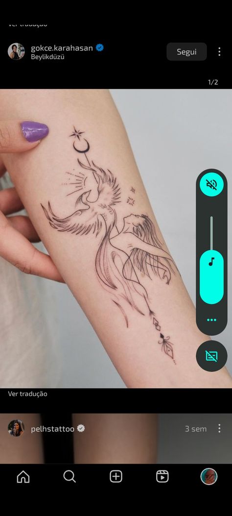 Elegant Woman Tattoo, Pheonix Tattoo Delicate, Phoenix Constellation Tattoo, Phoenix Book Tattoo, Phoenix And Butterfly Tattoo, Phoenix Tattoo Feminine Fine Line, Phoenix Goddess Tattoo, Linework Phoenix Tattoo, The Rising Woman Tattoo