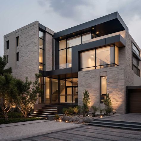 11+ Elegant and Durable Stone Cladding Designs for Contemporary Architecture • 333+ Images • [ArtFacade] Eksterior Modern, Cladding Design, Contemporary House Exterior, Dream Life House, Modern House Facades, التصميم الخارجي للمنزل, Stone Cladding, Modern Home Design, Modern Mansion