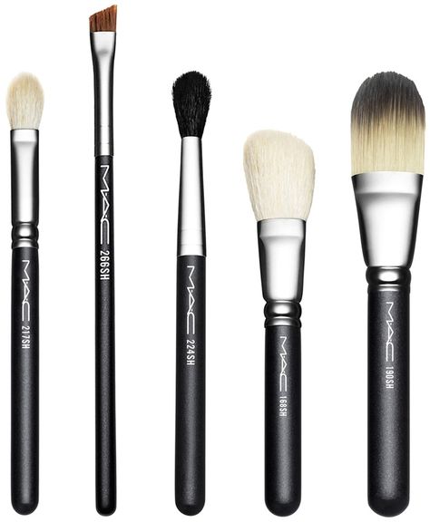 MAC Brush Set AD-This brush has luxuriously soft, densely packed fibres arranged in an oval shape. Features a short handle for easy portability. #MAC professional #brushes are hand-sculpted and assembled using the finest quality materials. Trendy Makeup Products, Contour Blending, Mac Brush, Prom Makeup For Brown Eyes, Mac Brushes, Makeup Contour, Makeup Blending, Makeup Organization Vanity, Best Makeup Tips