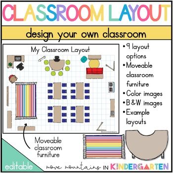 Are you looking for an easy way to map out your classroom layout? This product is the perfect solution to begin your classroom setup today! Using the moveable clipart in this product, you can easily sketch out where your items will be to make classroom setup a breeze! You will love this Editable Classroom Layout, Design Your Classroom File!What's included?Editable PPT File9 layout options2 layout examplesColored ClipartBlack and White Clipart30 clipart piecesIs this product editable?Yes, You will need PowerPoint to edit this product.This file includes copyrighted clipart that I received special permission to use how it is implemented in this product. You do not have the right to sell or re-share the clipart used in this product. Like matchy-matchy? Check out the rest of my Pastel Rainbow C Ideal Classroom Layout, Classroom Setup Elementary Layout, Portable Classroom Setup, Special Needs Classroom Setup, First Grade Classroom Set Up Layout, Classroom Set Up Ideas Layout Elementary, Grade 2 Classroom Setup, Kindergarten Classroom Setup Layout, Small Classroom Setup Layout