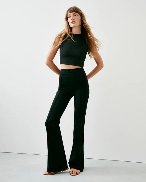 Upgrade your work wardrobe with the SPANXsmooth PerfectFit Ponte Flare Pants. Balance style and comfort with women's high-rise flare pants in smoothing ponte fabric. Slacks For Women, Flare Pant, Ponte Fabric, Perfect Pant, Animal Print Blouse, Dress Pant, Sleek Look, Flare Pants, Capsule Wardrobe