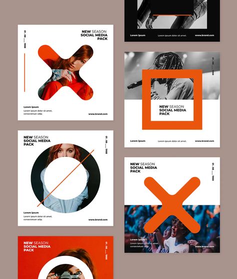 Creative Social Media Post, Posters Conception Graphique, Visuell Identitet, Desain Ui, Social Media Branding Design, Social Templates, Instagram Template Design, Social Media Pack, Social Media Design Inspiration