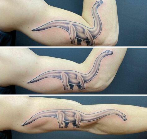 Transforming Tattoos, Moving Tattoos, Moving On Tattoos, Long Neck Dinosaur, Shadow Tattoo, Dinosaur Tattoos, Wicked Tattoos, Clever Tattoos, Space Tattoo