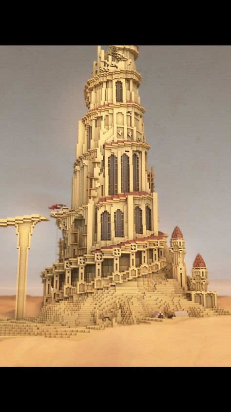 Desert tower - Album on Imgur Minecraft Desert Mega Base, Desert Mega Base Minecraft, Minecraft Mega Build Inspiration, Desert Tower Minecraft, Minecraft Spiral Tower, Mc Mega Base, Desert Castle Minecraft, Minecraft Round Tower, Minecraft Mega Build Ideas