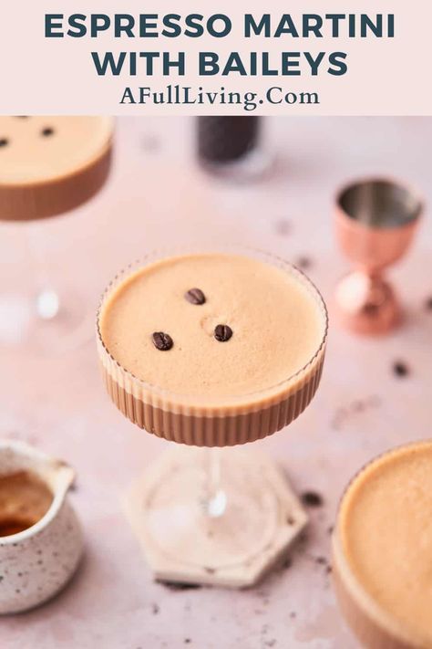 This Creamy Espresso Martini with Baileys is a luscious, decadent after-dinner drink. It's so easy to mix up this classic cocktail at home. You'll love the delicious creamy twist of Baileys! Espresso Martini With Baileys, Creamy Espresso Martini, Baileys Martini, Ouzo Cocktails, Ribbed Glassware, Baileys Drinks, Baileys Cocktails, Clover Club Cocktail, Baileys Recipes