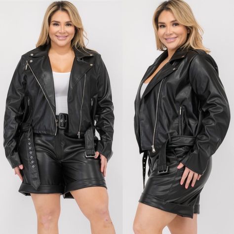 Faux leather moto jacket