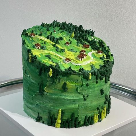 Frosting, Dessert, Cake, Green, Animals