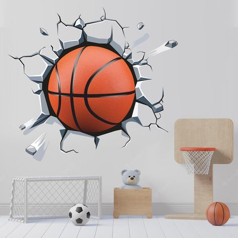 Wall Stickers Sports, Basketball Wall Decals, 3d Wallpaper Design, Basketball Wall, Sticker Wall, Sticker Wall Art, 3d Wallpaper, Sports Theme, Rooms Home Decor