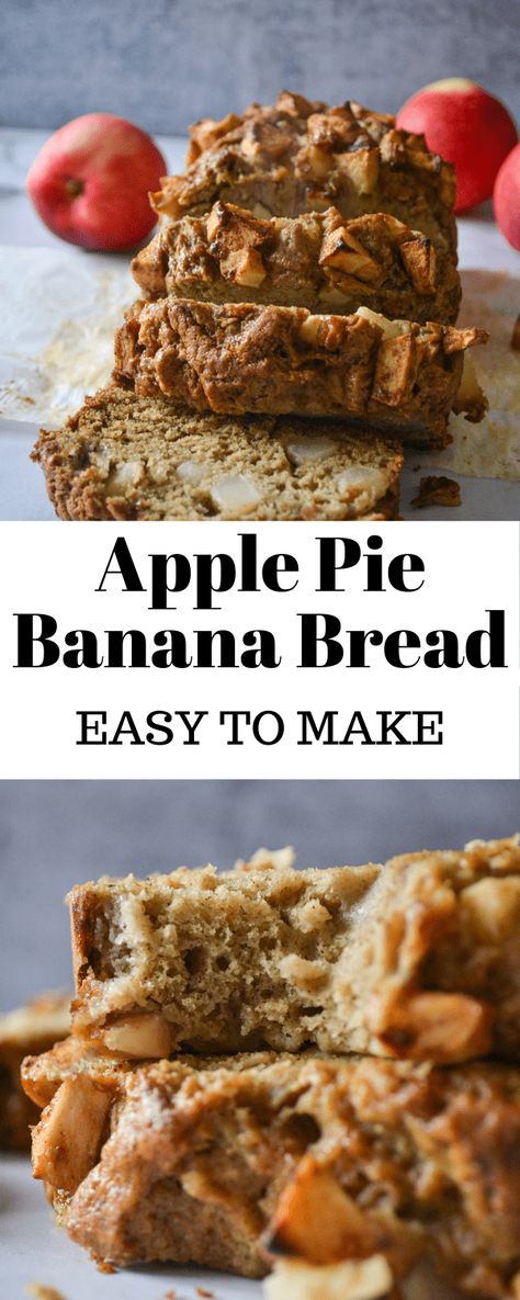 Banana Apple Recipes, Apple Banana Bread, Apple Pie Bread, Apple Bread Recipe, Banana Dessert, Apple Bread, Homemade Apple Pies, Loaf Recipes, Fall Dessert Recipes