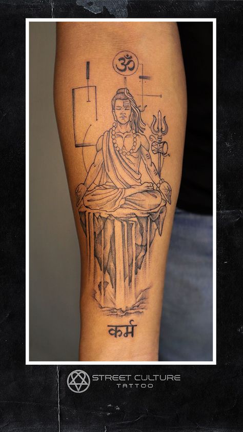 Shiva Geometric Tattoo, Om Tattoo Hand, Shiva Parvati Tattoo Design, Shiva Back Tattoo, Shiva Tatoos, Tattoo Karma, Gentleman Tattoo, Hindu Tattoos, Feather Tattoo Meaning