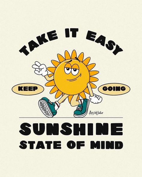 Sunshine State Of Mind, Sunshine State, Take It Easy, Blended Coffee, Ink Illustrations, Illustration Artists, State Of Mind, Retro Poster, Graphic Poster