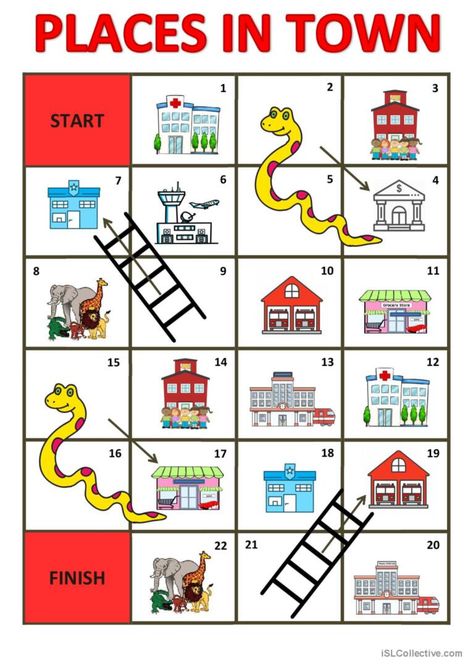 Esl Board Games, Esl Vocabulary Games, School Magazine, Town Games, Kindergarten Phonics Worksheets, City Theme, Game Place, Imagenes Mary Kay, History Worksheets