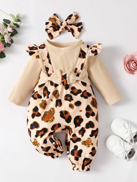 Baby Leopard, Animal Print Fashion, Baby Jumpsuit, Long Romper, Newborn Headbands, Baby Outfits