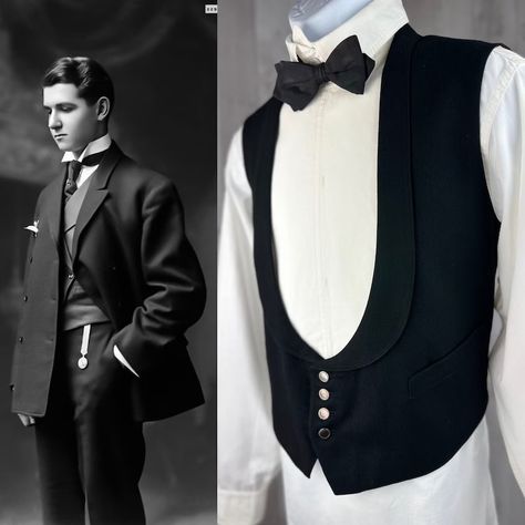 1910s Antique Vest Solid Black Tuxedo Round Collarlabeled C1913 Menswear Unisex S/M 34 Chest - Etsy Clothing Display, Clothing Displays, Brown Satin, Black Tuxedo, Antique Clothing, Wedding Suit, Tuxedo Jacket, Tone On Tone, Mens Vintage