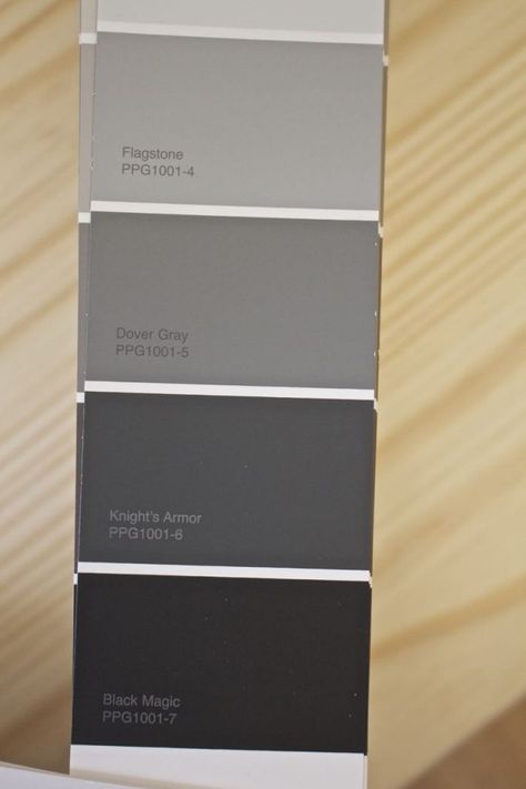 Pola Cat Dinding, Ppg Paint Colors, Grey Exterior House Colors, Ikea Rast Hack, Gray House Exterior, Dark Grey Paint, House Paint Color Combination, Pintura Exterior, Grey Exterior