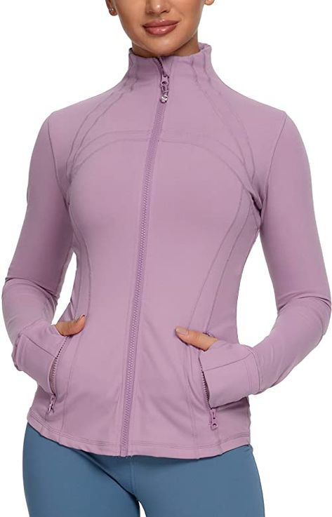 QUEENIEKE Women's Sports Jacket Slim Fit Running Jacket Cottony-Soft HandfeeSize M Color Light Grey at Amazon Women’s Clothing store Running Jackets Women, Light Weight Jackets For Women, Modest Workout Clothes, Dance Jackets, Womens Running Jacket, Futuristic Armor, College Wear, Sports Jackets Women, High Neck Collar