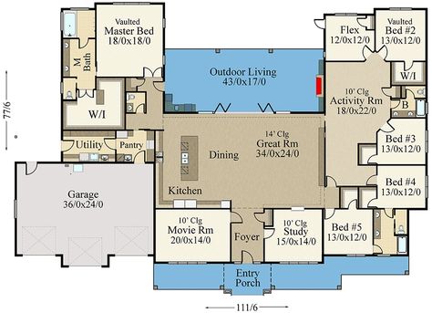 The Most Popular 6-Bedroom Barndominium Floor Plans In 2024 Barn Style Garage, 6 Bedroom House Plans, Barn Homes Floor Plans, Barndominium Plans, Pole Barn House, Garage Floor Plans, 6 Bedroom House, Modern Barn House, Barndominium Floor Plans