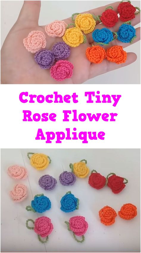 Popcorn Flowers, Crochet Small Flower, Crochet Tiny, Crochet Rose Pattern, Crochet Applique Patterns Free, Crochet Flowers Easy, Crochet Flowers Free Pattern, Crochet Bows, Crochet Rose