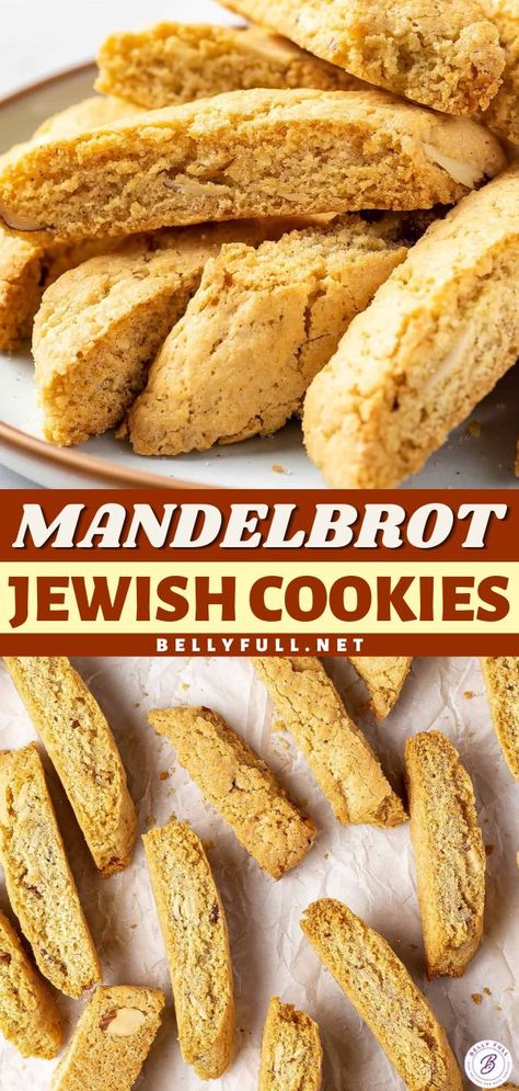 A must-try Jewish recipe! Your Hanukkah food must have this Mandelbrot. Not only will these Mandel Bread Jewish Cookies remind you of biscotti, but they are also dairy free! Check out some mix-in ideas you can try for a dessert to impress! Mandel Bread, Jewish Cookies, Italian Biscotti, Holiday Baking List, Best Christmas Cookie Recipe, Hanukkah Food, Favorite Recipes Chicken, Twice Baked, Almond Flavor