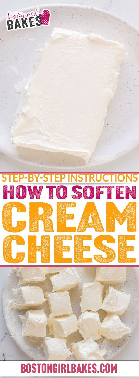 Learn how to soften cream cheese quickly in this baking tutorial! When baking with cream cheese, it’s important that it’s at room temperature. But waiting for cream cheese to soften can take awhile. Learn five different ways to soften cream cheese quickly! When it comes to baking, like the rest of the things in my life, I tend to be a bit impatient. But I also know that I can’t let my impatience ruin my desserts. Letting ingredients come to room temperature is one... | @bostongirlbakes Baking With Cream, Baking With Cream Cheese, Easy Dessert Dips, Cream Cheese Cookie Recipe, Homemade Cake Mixes, Banana Cream Cheesecake, Strawberry Cream Cheese Frosting, Butter Cream Cheese Frosting, Crockpot Dessert Recipes