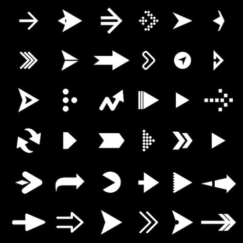 Collection of white and black arrow dire... | Premium Vector #Freepik #vector #arrow-button #arrow #arrow-line #round-arrow Arrow Typography, Arrow Design Graphic, Arrow Branding, Graphic Arrow, Round Arrow, Dingbats Fonts, Arrows Design, Helvetica Bold, Arrow Graphic