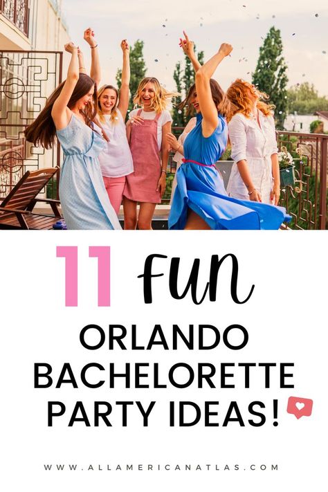 Did you know that Orlando is one of the best places in the US for a bachelorette party? There are some many options, ranging from clubs, to theme parks, to luxouris spas! Check out the top 11 places that should be your list. Fun Bachelorette Party Ideas, Disney Bachelorette Parties, Fun Bachelorette Party, Disney Bachelorette, Orlando Theme Parks, Awesome Bachelorette Party, Orlando Travel, Bachelorette Themes, Bachelorette Trip