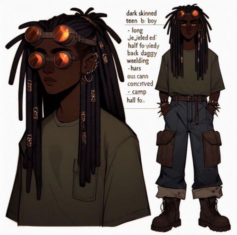 Dreads Character Design, Black Guy Oc, Oc Art Character Design Male, Himbo Character Design, Black Oc Male, Black Male Character Design, Black Character Design Male, Black Male Oc, Black Ocs