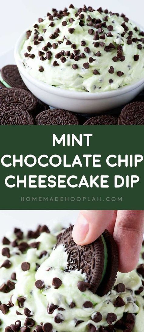 Chocolate Chip Cheesecake Dip, Mint Chocolate Chip Cheesecake, Mint Oreo Cookies, Chocolate Chip Dip, Fruit Dips, Cheesecake Oreo, Cake Dip, Mint Oreo, Cheesecake Dip