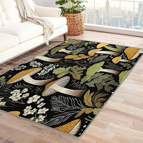 Amazon.com: 5x6 Rug, Mushroom Rugs for Living Room Bedroom, Botanical Area Rug & Bedroom Decor, Washable Non Slip Soft Low Pile Indoor Carpet, Home Decorative Patterned Floor Rug : Home & Kitchen 6x9 Rugs, Indoor Carpet, Bedroom Area Rug, Carpet Home, Rugs For Living Room, Floor Patterns, Rug Bedroom, Floor Rug, Flannel Fabric