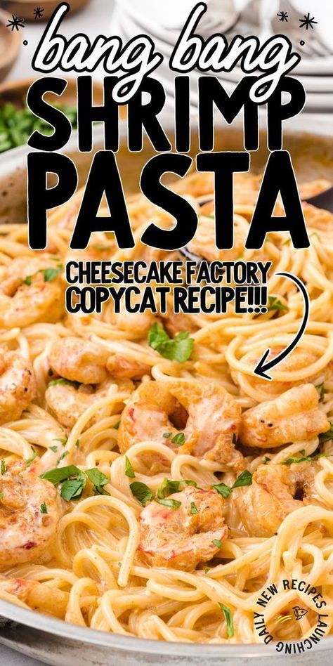 Bang Bang Shrimp Pasta, Shrimp Pasta Recipes Easy, Cooked Shrimp Recipes, Cheesecake Factory Copycat, Bang Bang Shrimp, Easy Pasta Dinner, Shrimp Recipes For Dinner, Shrimp Recipes Easy, Pasta Dinner Recipes