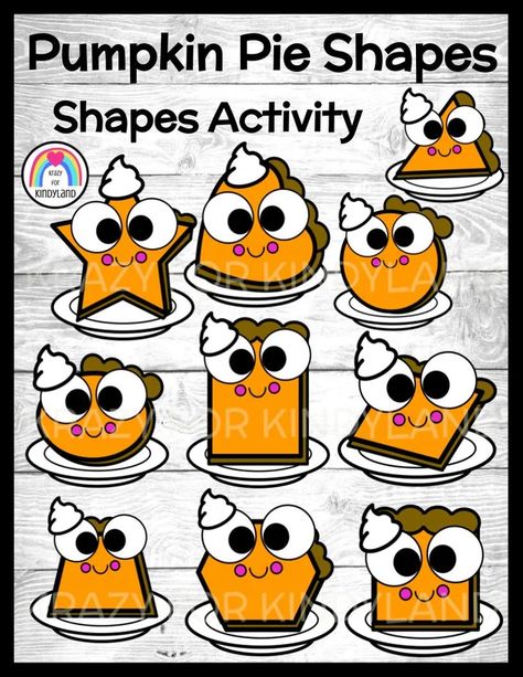 Pumpkin Pie Shape Craft - NO PREP - Thanksgiving Activity - Kindergarten Pie Crafts For Preschool, Thanksgiving Preschool Art, Thanksgiving Crafts Kindergarten, Thanksgiving Daycare, Toddler Thanksgiving Crafts, Pumpkin Pie Craft, Thanksgiving Learning Activities, Kindergarten Thanksgiving Crafts, October Kindergarten