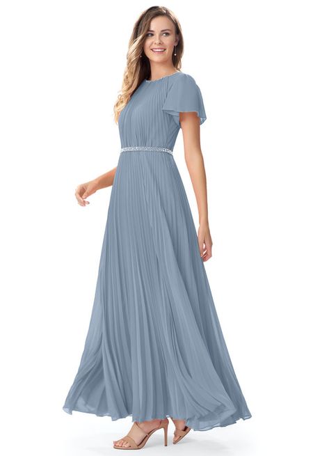 Modest Light Blue Bridesmaid Dresses, Formal Dresses Long Modest, Modest Bridesmaid Dresses With Sleeves, Bridesmaids Outfits, Light Blue Bridesmaid, Modest Formal Dresses, Wedding Bridesmaids Dresses Blue, Bridesmaid Dresses Azazie, Prom Inspo