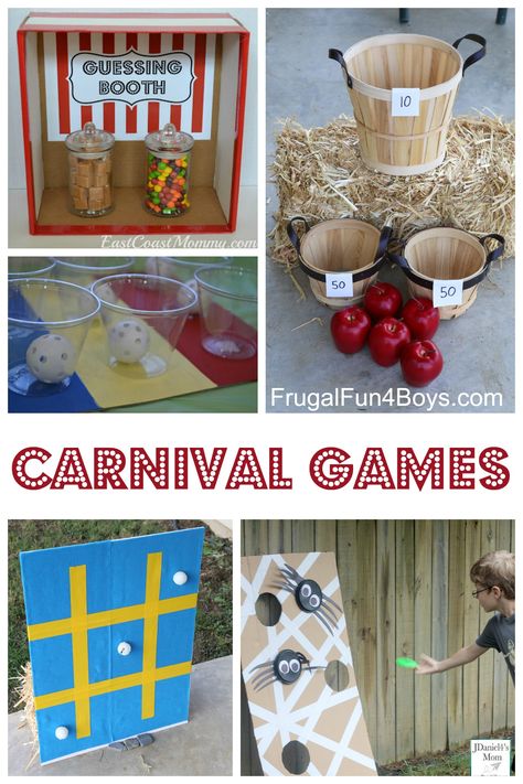 25+ Carnival Games for Kids!  Perfect for a family game night or a church or school carnival.  Great birthday party ideas too! Fall Carnival Games, School Carnival Games, Diy Carnival Games, Backyard Carnival, Homemade Carnival Games, Fall Festival Games, Carnival Games For Kids, Diy Party Games, Theme Carnaval