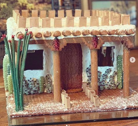 Adobe Gingerbread House, Mexican Gingerbread House, Charcuterie Houses, Themed Gingerbread House Ideas, Unique Gingerbread House Ideas, Gingerbread Mansion, Gingerbread Contest, Gingerbread Competition, Easter Gingerbread House