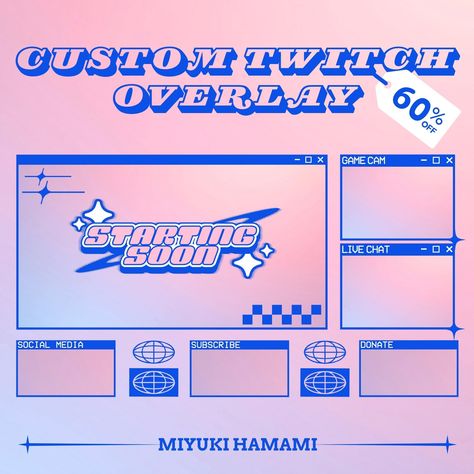 Salutations! I'm MiyukiHamami, but you can call me Miyuki! I'm here to assist you in creating for Twitch Overlay Stream Why settle for a generic overlay when you can have something that's truly your own? Our custom overlays will make your Twitch channel stand out from the crowd and help you build a loyal following.  WHAT WILL YOU GET? ------------------------------------------------------------- - 1 Stream Overlays - 1 Live Chat Borders - 1 Webcam Overlays - up to 3 Panels Alerts / Twitch Panels Twitch Profile Banner Aesthetic, Twitch Channel Design, Vtuber Overlay Design, Twitch Banner Ideas, Twitch Banner Aesthetic, Cute Twitch Overlay, Vtuber Overlay, Streaming Overlay, Twitch Alerts