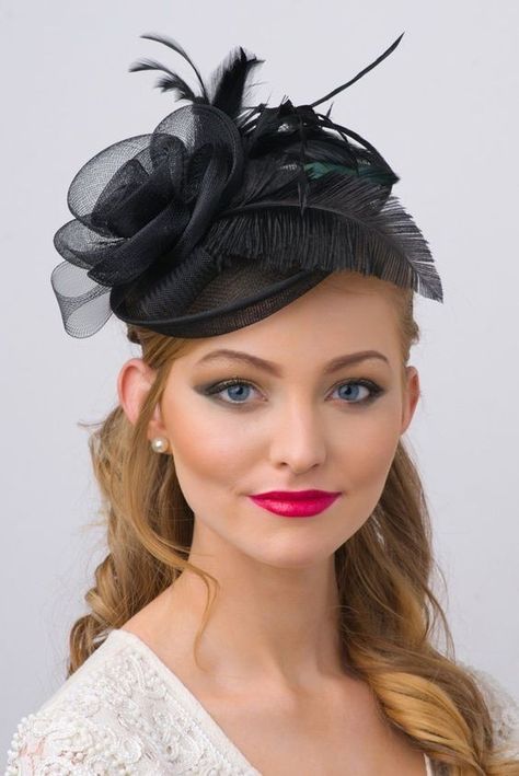 Sophisticated Hair, English Hats, Derby Fascinator, Black Fascinator, Fascinator Hairstyles, Flower Fascinator, Tea Party Hats, Fascinator Headband, Elegant Hats